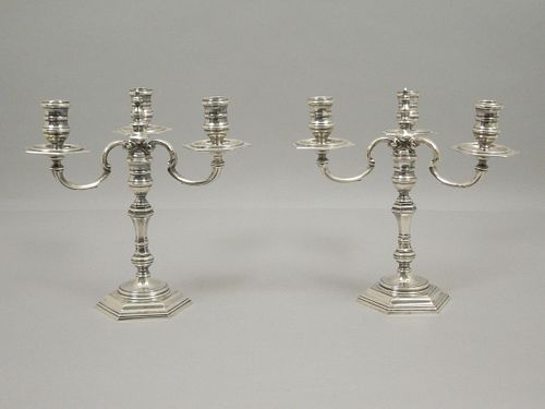 Pair of English Silver Candelabra, William Comyns & Sons.