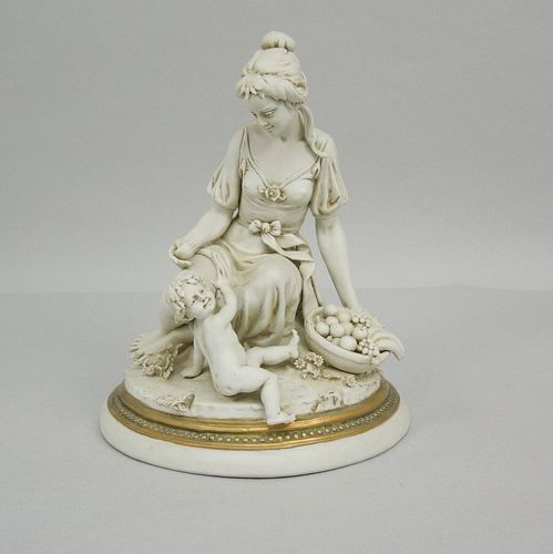 Luigi Benacchio Ceramic Figure, Woman with Cherub.