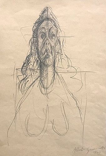 Alberto Giacometti, Portrait of Woman, Graphite on Paper, signed