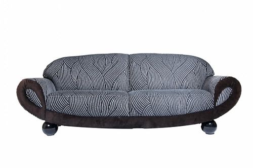 Modern Black & White Striped Sofa