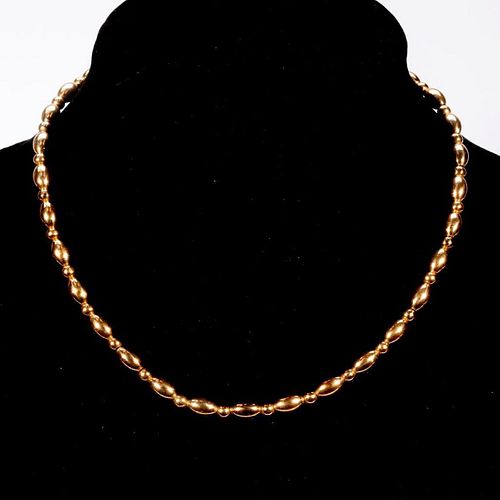 Antique 14k gold bead necklace