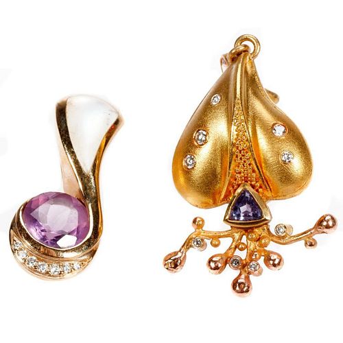 Kabana gem-set and 14k gold pendant