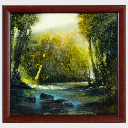 David Dunlop (b. 1951): Sunlight on a River