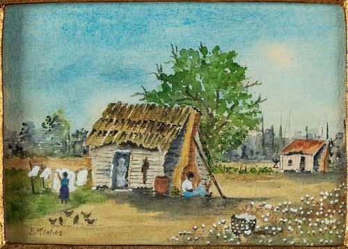 Emmie McIntire (SC, 20th C), Farm Scene, Watercolor
