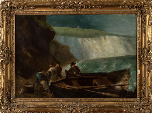 Style of George Morland, Hauling in the Boat, O/C