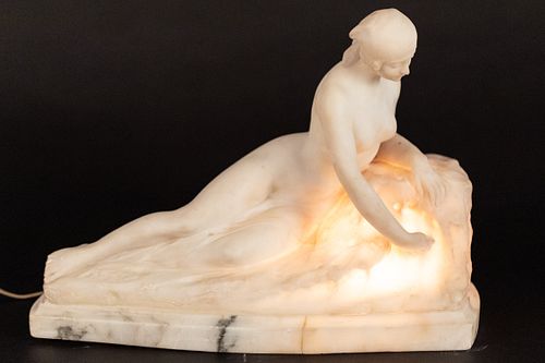 Guido Papucci, Alabaster Reclining Nude, C. 1920