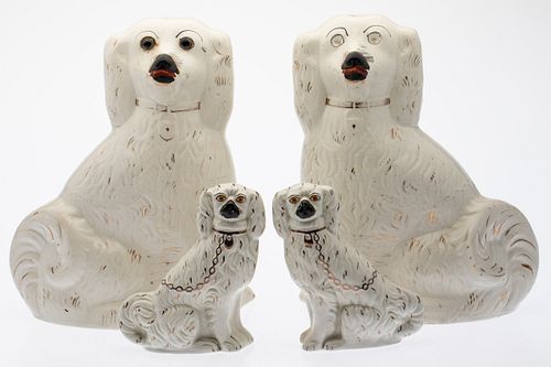 Two Pairs of Staffordshire Spaniels, 19th C & Later