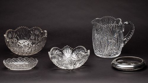 Group of 5 Cut Glass Articles