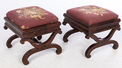 Pair of Empire Cerule-Form Stools, 19th C
