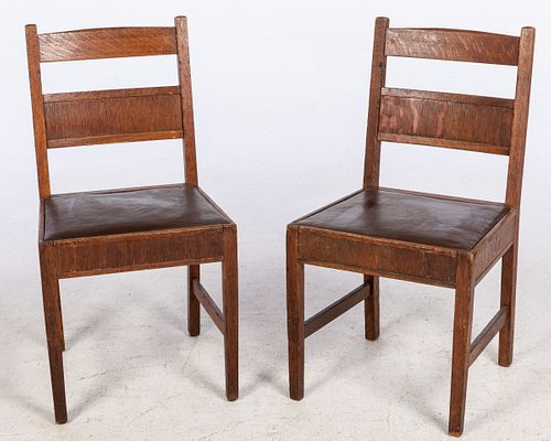 Pair of Stickley Signed Oak Side Chairs