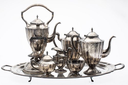 Mexican Sterling Silver 7 Pc Tea Service w/ Tray