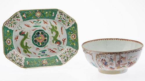 Chinese Export Serving Platter and a Bowl, 18/19th C