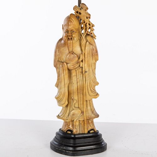 Chinese Carved Stone Figure Now Mounted as a Lamp
