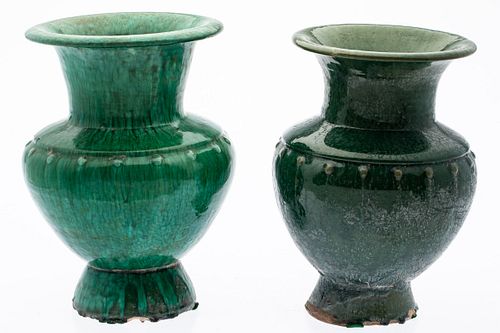 Pair of Chinese Green Glazed Vases, Modern
