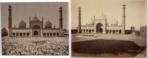 2 Albumen Photos Jumma Masjid Temple at Delhi