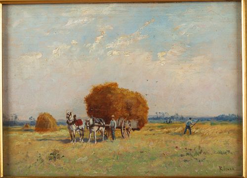 Rene Ricard (French, b. 1889), Hay Cart, O/B