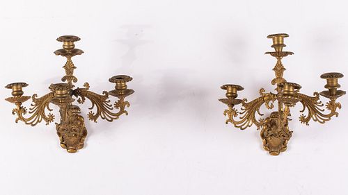 Pair of French Giltmetal 4 Light Wall Sconces