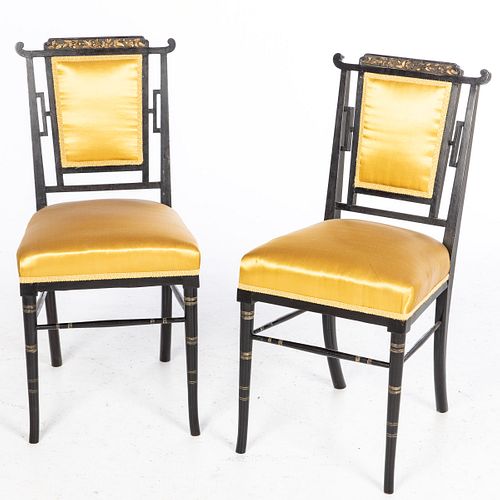 Pair of Aesthetic Movement Ebonized Side Chairs, 19th C