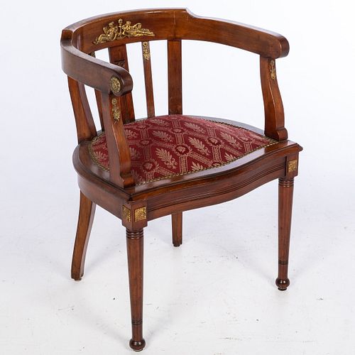 Empire Style Mahogany Gilt-Metal Mounted Tub Chair
