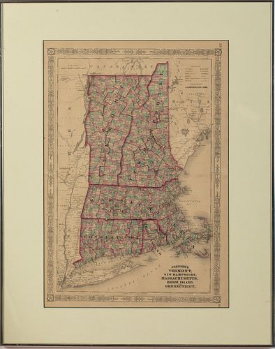 Johnson's Map of New England, 19th Century