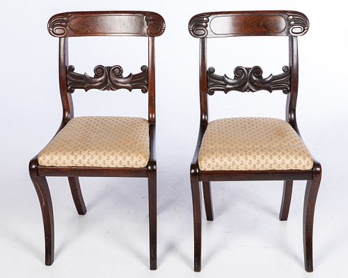 Pair of Regency Mahogany Side Chairs, 1st 19th C