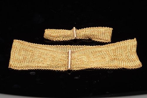 Art Deco Gold and Seed Pearl Choker and Bracelet