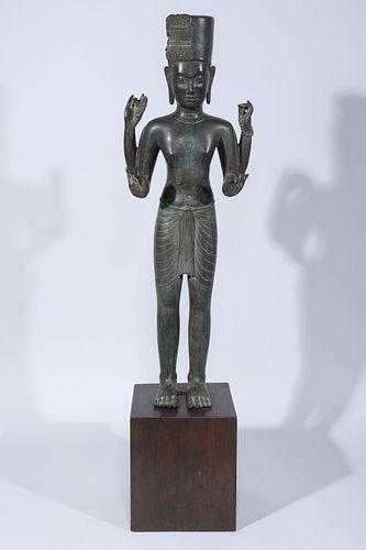 Antique Cambodian Khmer Style Bronze Figure