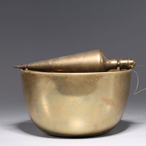 Antique Indian Gilt Metal Bowl & Weights