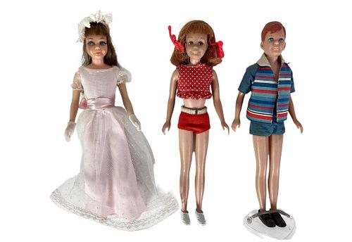(3) dolls including (1) Ricky in his original bathing suit but not the right shoes plus needs cleaned. (1) Skooter in her bathing suit & white tennis 