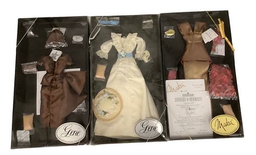(3) Gene fashions including “Dressed to Kill", “Love’s Ghost" and “Cognac Evening". NIB, COA.