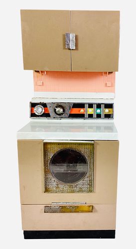 Vintage Barbie Doll Deluxe Reading Dream Kitchen Washing Dishwasher Machine, Tan. Played with condition.