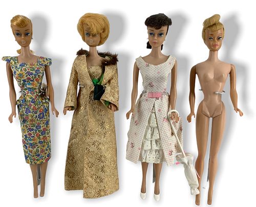 (4) vintage Barbie Dolls including (1) Blonde Bubble cut Barbie with nice face paint. (1) Ponytail TNT Barbie (1) with a Blonde Ponytail TNT that has 