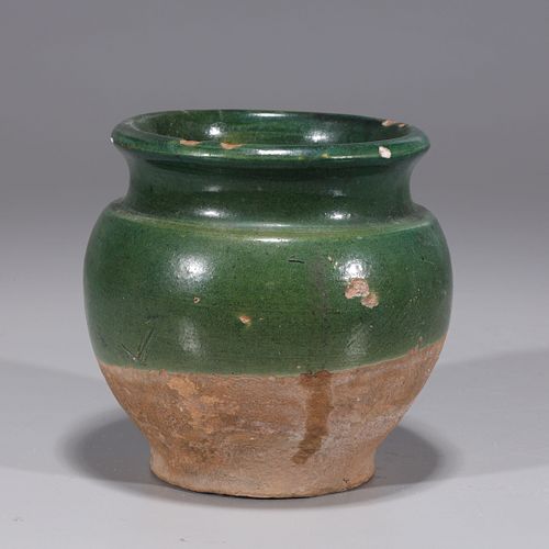 Chinese Green Glazed Ceramic Jar