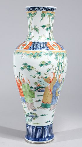 Chinese Famille Verte Enameled Porcelain Gilt Vase