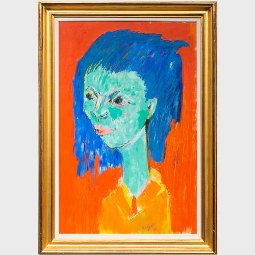 Bernard Lorjou (1908-1986): Portrait of a Woman with Blue Hair