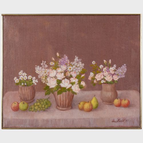 Leon Hartl (1889-1973): Three Pots of Flowers