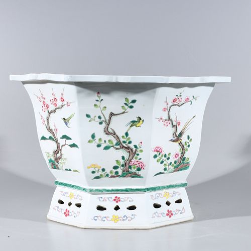 Large Chinese Enameled Porcelain Planter