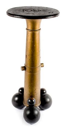 Gun Cannon Barrel GAR Table with Cannonball Formed Base 