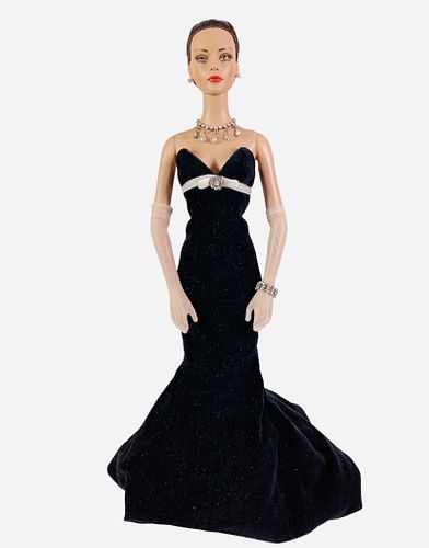 16" Tonner Sydney Chase Redressed in black gown and shoes. No box.