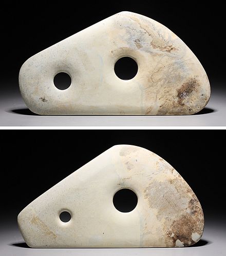 Two Chinese Archaistic Hardstone Axe Heads