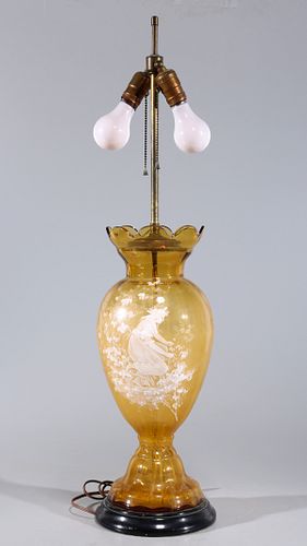 Yellow Glass Vase mounted as Lamp
