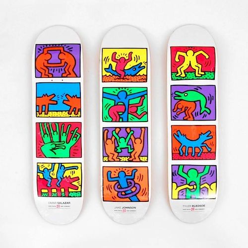 Skateboard Decks by Keith Haring (After), Set of 3