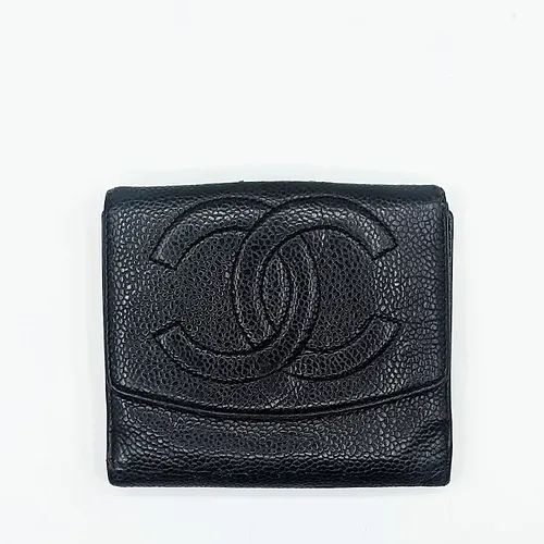 Pre Owned Black Caviar Leather Chanel Wallet