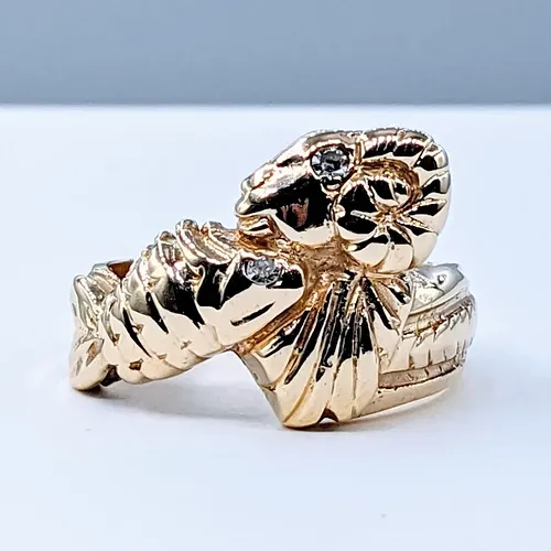 Stylized Gold & Diamond "Pisces & Aries" Ring