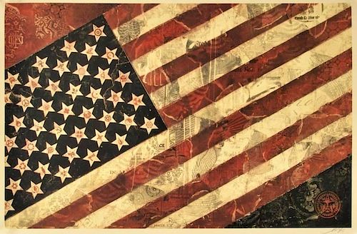 Shepard Fairey 'Flag 1' Lithograph, Signed