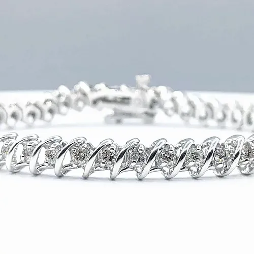 Glittering Diamond & 14K White Gold Tennis Bracelet