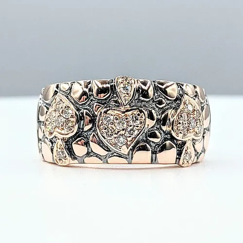 Le Vian Diamond Heart & Textured 14K Gold Ring