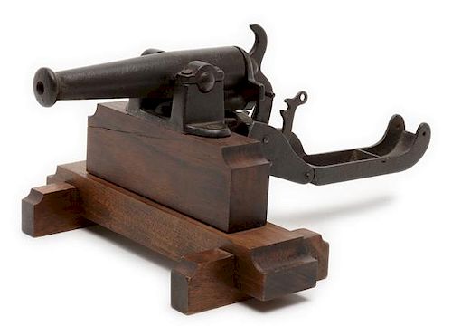 All-iron Animal Trap Gun in the Shape of Cannon, Pat. date APR 10, 1877  