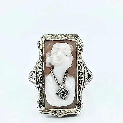 Art Deco Bejeweled Cameo "Poison" Ring