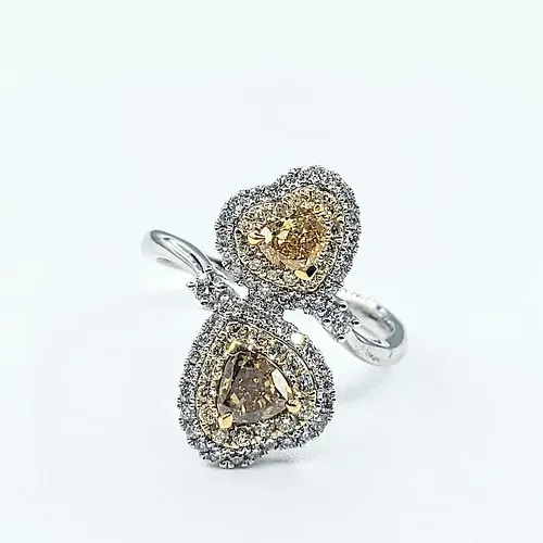Fancy Yellow Diamond SweetHeart Crossover Ring